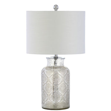 Emilia 24.5" Trellis Pattern Glass LED Table Lamp - JONATHAN Y